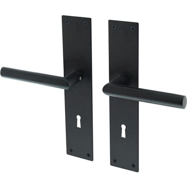 Maniglie Per Porte Lavuzo Nuoro Nere - Maniglie Con Piastra SL72 - Per Set-image