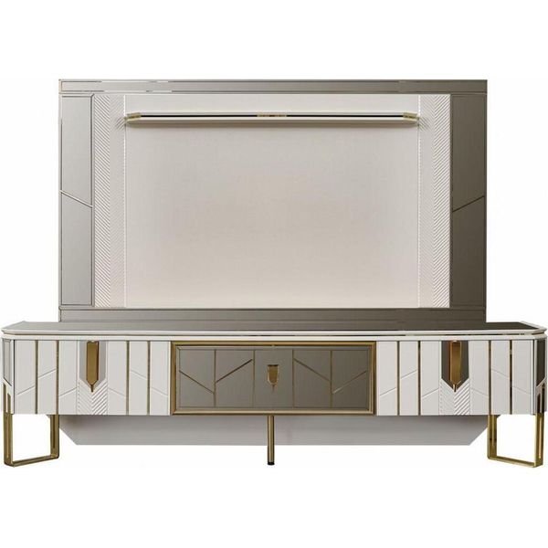 Parete Attrezzata Credenza Porta Tv Rtv Lavagna Bianca Pannello Soggiorno Legno-image