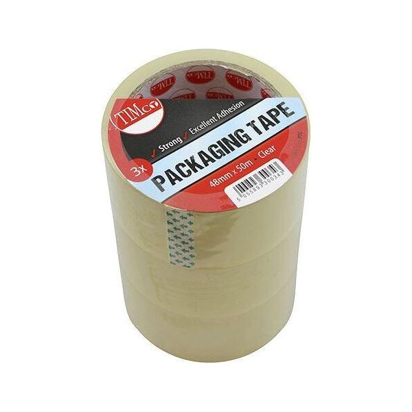 Timco - Nastro Da Imballaggio - Trasparente (Dimensioni 50 M X 48 Mm - 3 Pezzi)-image