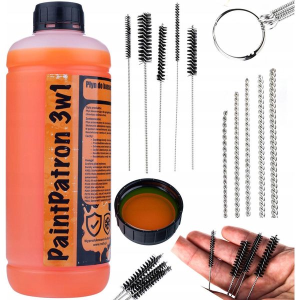 Rosfix Set Di Manutenzione E Pulizia Per Spruzzatori Di Vernice – Liquido Detergente 3 In 1 Da 1 L, 5 Spazzole Metalliche, 5 Pennelli-image