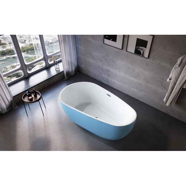 Vasca Da Bagno A Libera Installazione Ovale Blu Contemporaneo-image