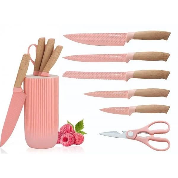Set Di Coltelli Royalty Line 7 Pezzi Con Ceppo - Acciaio Inossidabile - Rosa-image