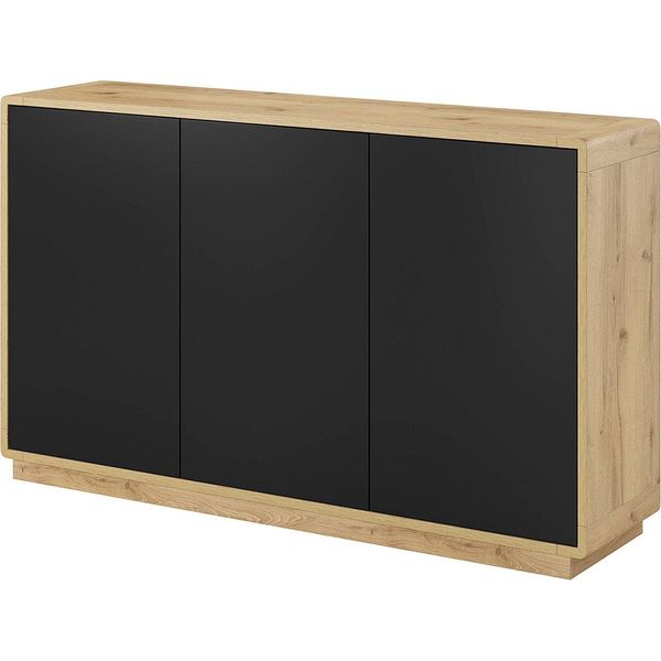 Cassettiera Aston 160Cm Rovere Taurus Nero 3 Ante-image