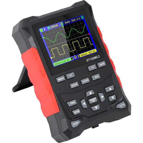 Oscilloscopio 2 Canali 120Mhz Larghezza Di Banda 500Msa/S Frequenza Di Campionamento Oscilloscopio Digitale Da 2,4 Pollici Tft Lcd Con Sonda 1?10X-image