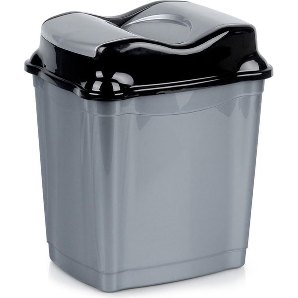 Orion | Cestino Per Rifiuti 16 L - Grigio - Plastica Robusta - Con Pratico Coperchio A Cerniera - Ideale Per Cucina E Bagno-image