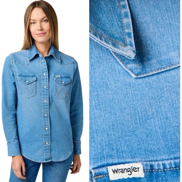 Wrangler Donna, Camicia Western Shirt, Xs, Blu, Camicie Da Uomo, , Uomo-image