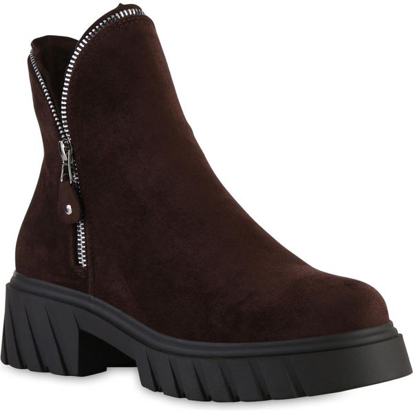 Van Hill Stivaletti Classici Leggermente Foderati Da Donna Scarpe Con Cerniera 841829, Colore: Marrone, Taglia: 36-image