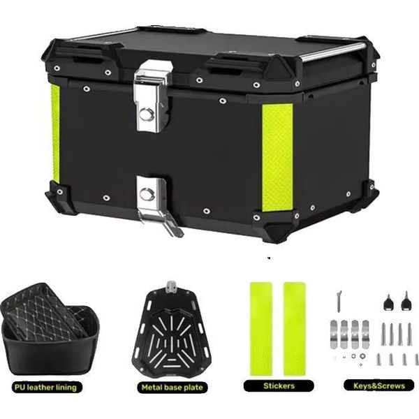 Bauletto Per Moto, In Alluminio Resistente, Ampio Spazio Di Stivaggio Da 80L, Nero-80L-image