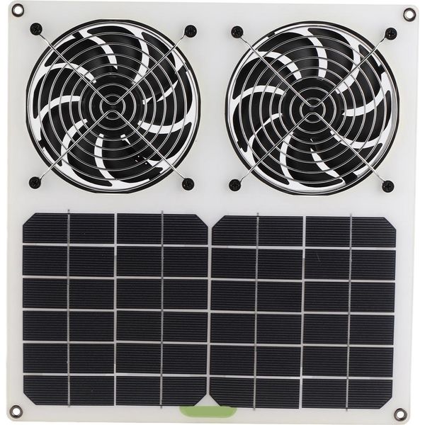 Pannello Solare Alimentato Ventilatore 12Inch Impermeabile Doppio Ventilatore 100W Solare Di Scarico Per Pollaio Serra-image