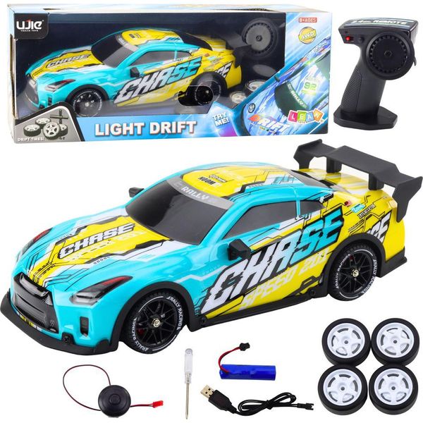 Auto Sportiva Rc Telecomandata Illuminata Corpo Drift Turchese-image