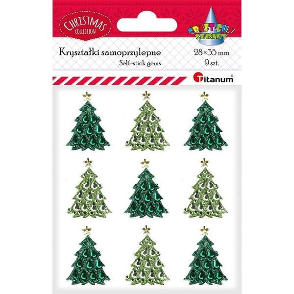 Cristalli Autoadesivi Alberi Di Natale 2,8X3,5 Cm 9 Pezzi Titanum-image