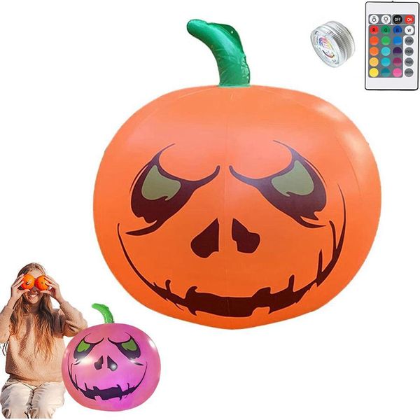 Zucca Gonfiabile Di Halloween Con Luci Led Integrate, 40,6 Cm (16 Pollici) Oggetti Gonfiabili Per Feste, Esterni, Cortile, Giardino, Prato, Decorazione-image