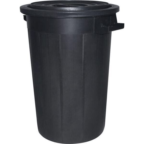 MüLltonne Kunststoff, 75 Liter, Schwarz, Mit Deckel, 2 AußEngriffe-image