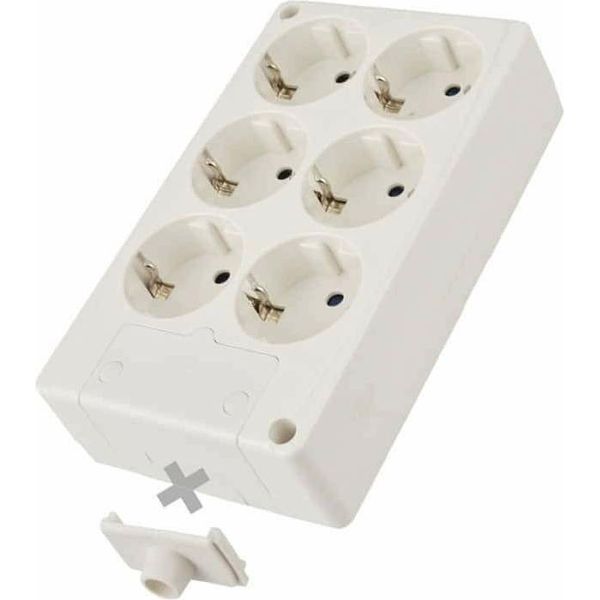 Presa A Due Poli 6 Prese Con T/T Laterale 16A 250V Colore Bianco Solera-image