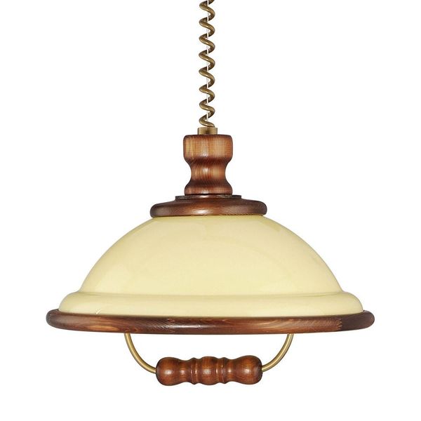 Lampada A Sospensione Acryl Wood Noce / Beige E27/40W - Ø 39,5 Cm, H: 110,0 Cm, Dimmerabile, Regolabile In Altezza-image