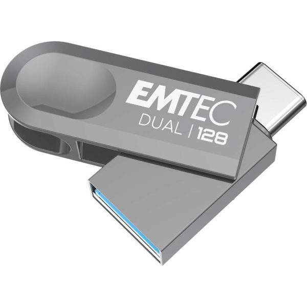 Emtec D280 Dual Unità Flash Usb 128 Gb Usb Type-A / Usb Type-C 3.2 Gen 1 (3.1 Gen 1) Argento-image