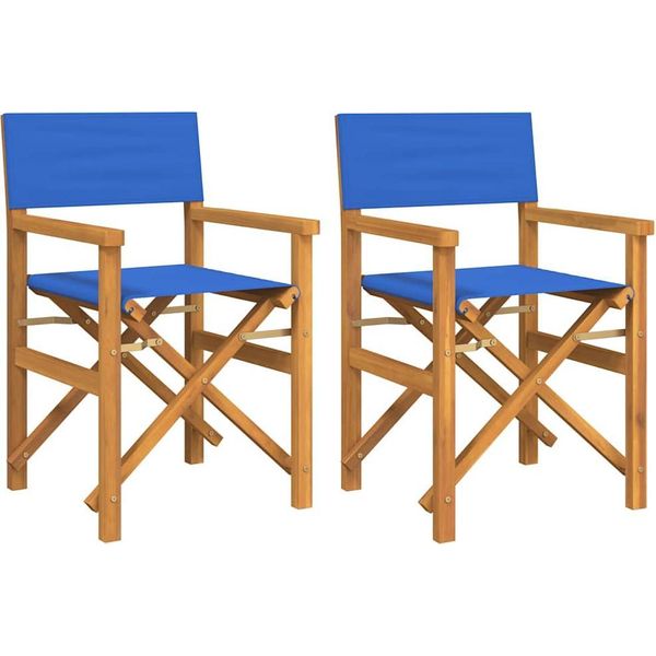Vidaxl Sedie Da Regista 2 Pz. Pieghevoli In Legno Massiccio Teak Blu-image