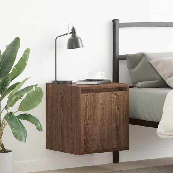 Vidaxl Comodini Da Parete 2 Pz. Aspetto Rovere Marrone 38X34X40 Cm-image
