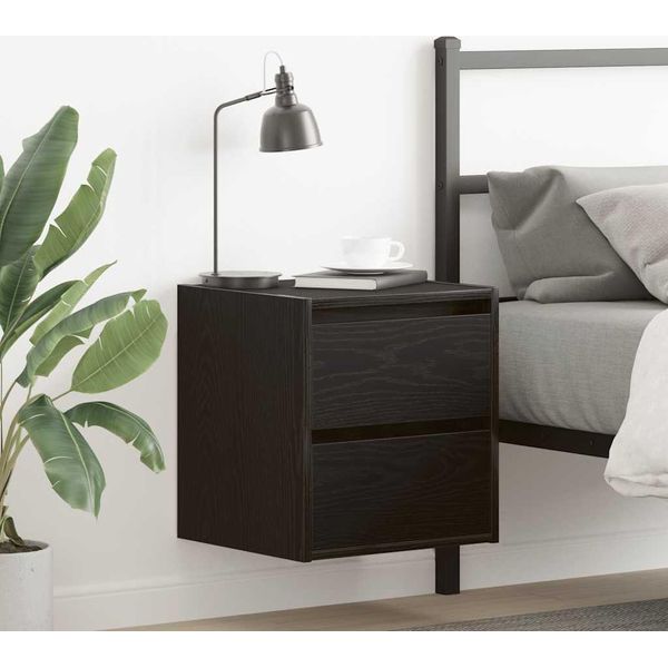 Vidaxl Comodini Da Parete 2 Pezzi Effetto Rovere Nero 38X34X40 Cm-image