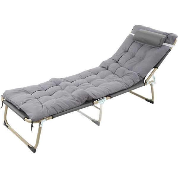 Letto Singolo Pieghevole - Lettino Da Campeggio/Lettino Relax - Senza Montaggio - Tessuto - Portatile - Per Campeggio, Ufficio E Outdoor - Bianco Crema-image