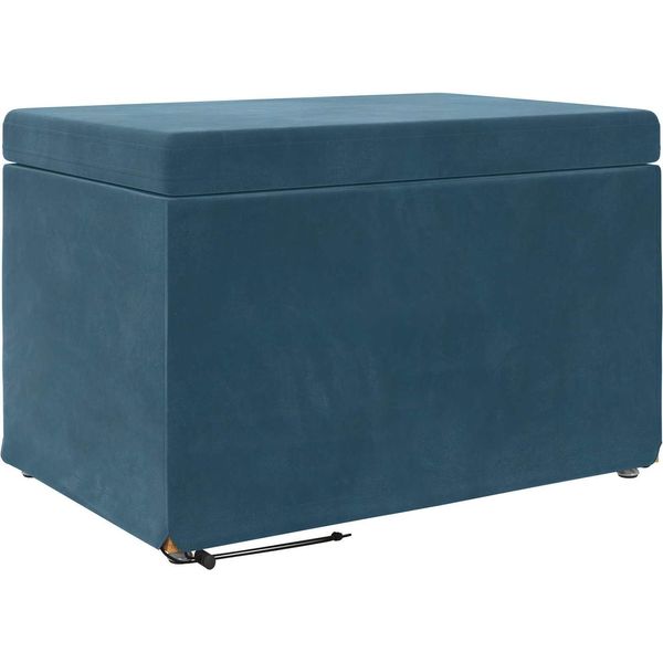Vidaxl Sgabello Blu 60 X 40 X 40 Cm Velluto E Legno Ingegnerizzato-image