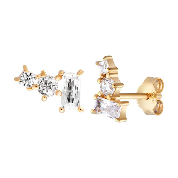 Paar Ohrstecker CaÏ "925 Sterling Silber Vergoldet Zirkonia", Gelb (Gelb, Zirkonia), Ohrringe, Damen, One-Size, Silber 925 (Sterlingsilber)-image