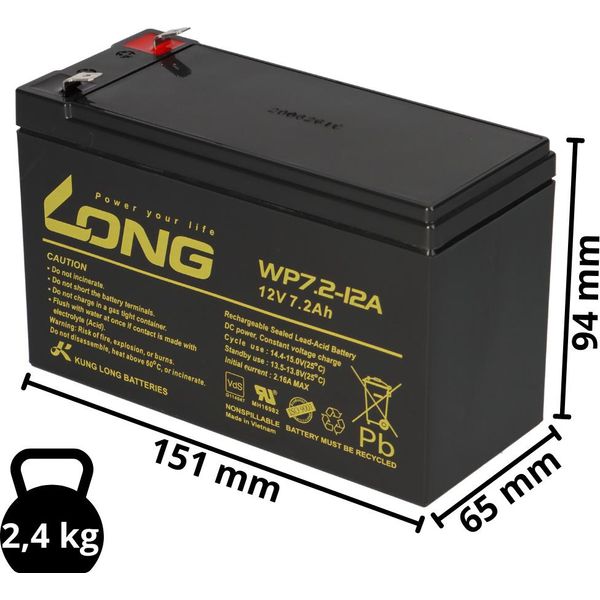 Batteria Al Piombo Compatibile PE12V7.2 Agm Senza Manutenzione 12V 7,2 Ah F2-image