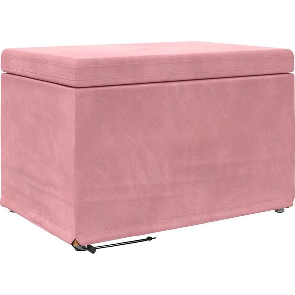Syfax™ Pouf Rosa 61 X 41 X 40 Cm Velluto E Legno Ingegnerizzato-image