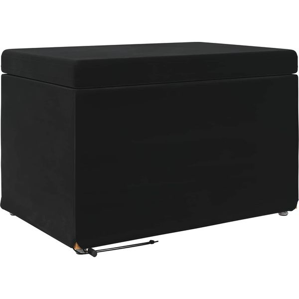 Vidaxl Sgabello Nero 60 X 40 X 40 Cm Velluto E Legno Ingegnerizzato-image