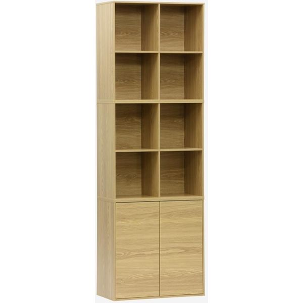 Libreria Modulare In Legno 3 Elementi, 2 Ante 8 Vani, Quercia-image