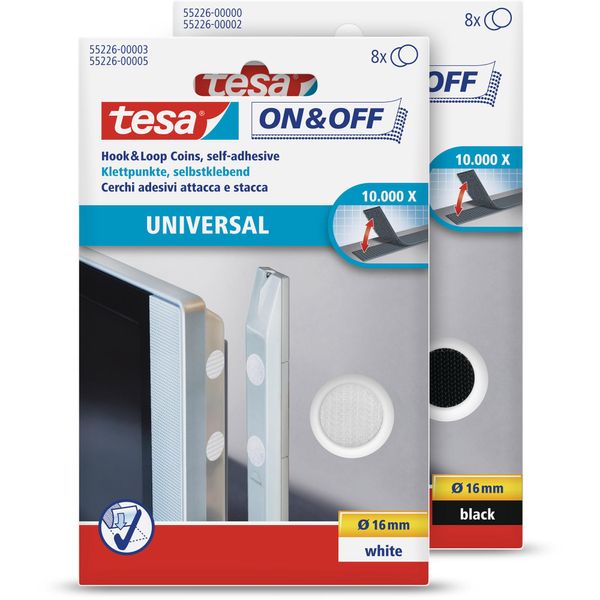 Tesa On&Off Universal Velcro Dots Bianco 8 Pezzi 16 Mm Rotondo-image
