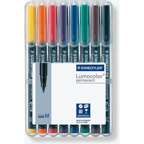 Staedtler 317 WP8 Staedtler Lumocolor Folienstifte-Set Farbsortiert Permanent 8 St.-image