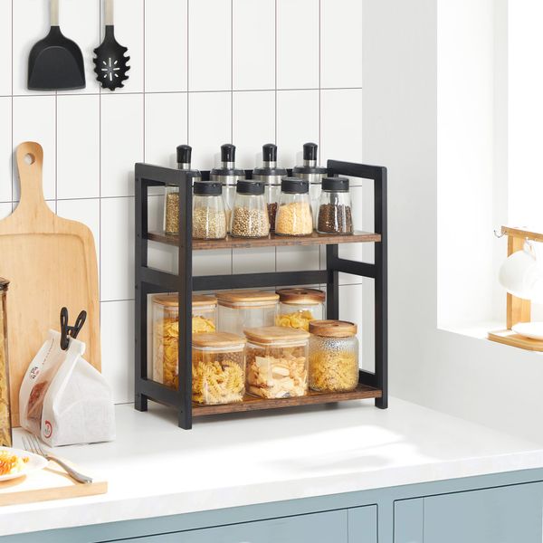 Songmics Scaffale Da Cucina A 2 Livelli, Portaspezie, Portaoggetti-image
