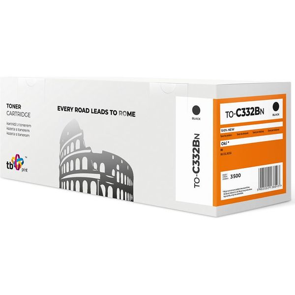 Tb Print Toner For Oki C332 TO-C332BN Bk 100% New-image