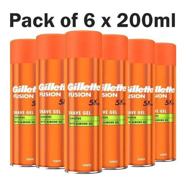 Gillette Fusion5 Gel Da Barba Ultra Sensibile - Confezione Vantaggiosa Da 6X200Ml-image