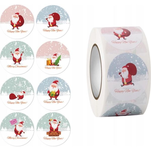 Adesivi Natalizi Per Regali Autoadesivi Babbo Natale In Rotolo Da 500 Pezzi-image