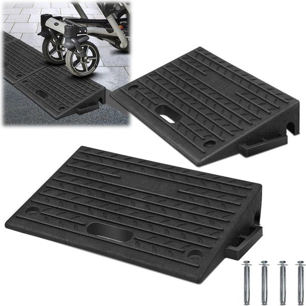 Jayseuw Rampa Per Marciapiede Con Maniglie 2X Rampe Per Marciapiede In Gomma Rampa Per Sedia A Rotelle Portatile 49X30X11Cm Antiscivolo Per Sedia A Rotelle Auto-image