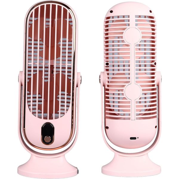 Ventilatore Da Tavolo 1800Mah Usb Brushless Motore Oscillante Silenzioso 5 Velocità Ventilatore A Torre Per Casa Auto Ufficio Rosa-image
