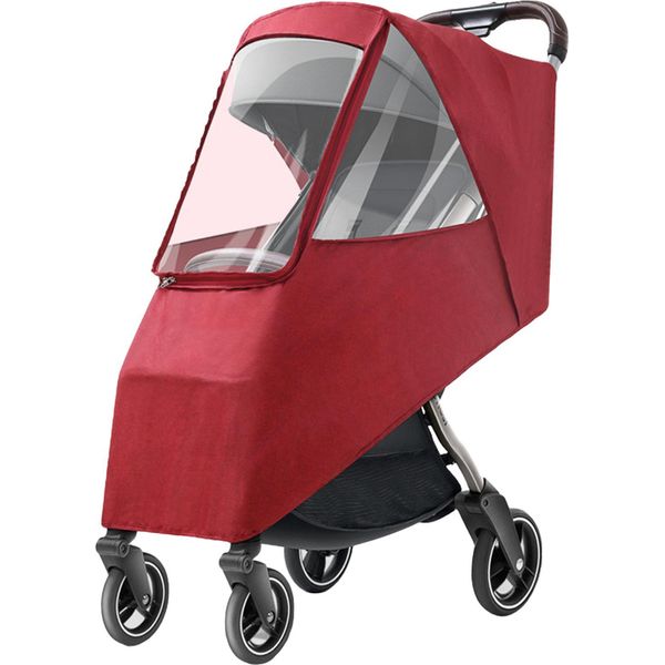 Copertura Antipioggia Passeggino Universale Viaggio Toddler Tempo Scudo Impermeabile Antivento Antipolvere Antifreddo Passeggino Copertura Antipioggia Vino Rosso-image
