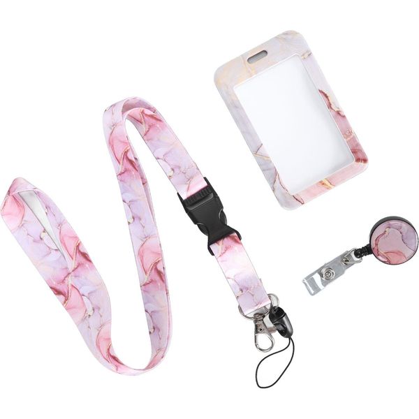 Portabadge Con Cordino Di Sicurezza Stampa Badge Identificativo Verticale Retrattile Con Clip A Bobina Per Insegnanti, Infermieri E Impiegati D'ufficio-image