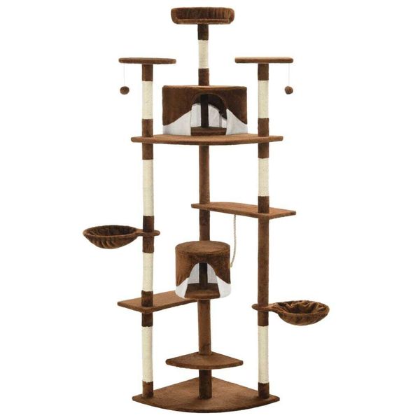 Tiragraffi Per Gatti Con Tiragraffi In Sisal 203 Cm Marrone E Bianco-image