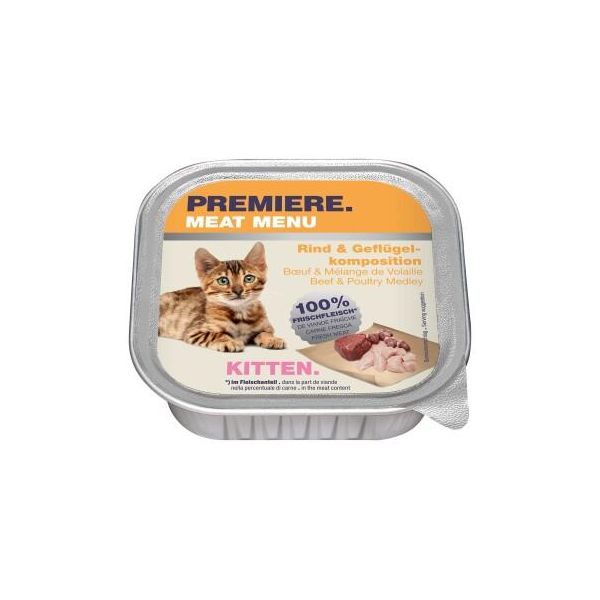 Premiere Meat Menu Pour Chatons Boeuf & MéLange De Volaille 16X100 G-image