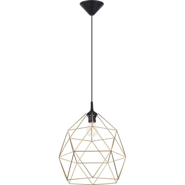 Lampada A Sospensione Triom 30 Oro 1Xe27 15W Acciaio 100X33X33Cm Sollux Lighting-image