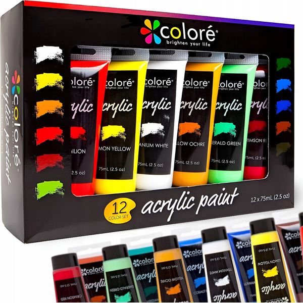 Colori Acrilici In Tubetto Set Di Colori Acrilici Professionali 12X75 Ml-image