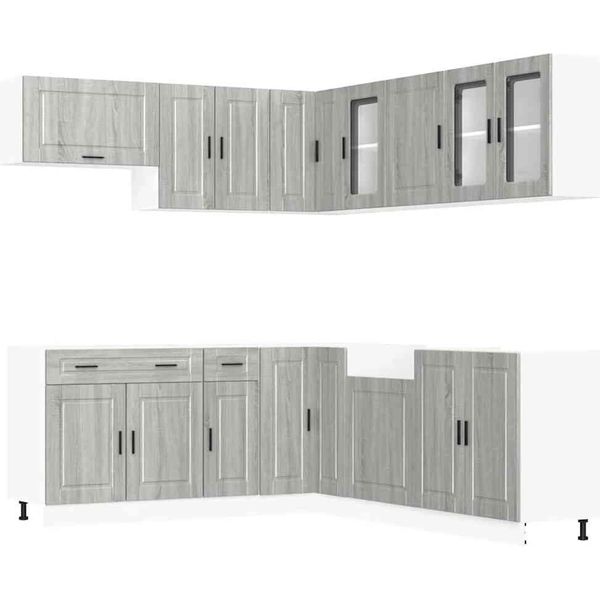 Vidaxl Set Di Armadietti Da Cucina Da 11 Pezzi Porto Grey Sonoma In Materiale Ligneo-image