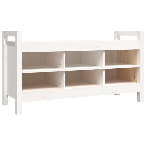 Syfax™ Panca Da Ingresso Bianca 110X40X60 Cm In Legno Massello Di Pino-image