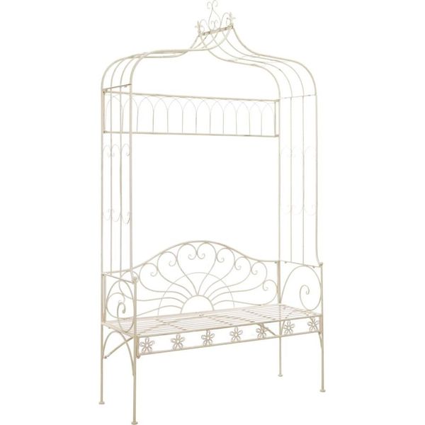 The Living Store Panchina Da Giardino 122 Cm In Ferro Bianco Antico-image