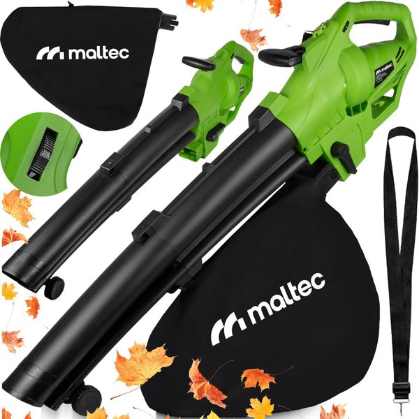 Soffiatore Per Foglie Aspiratore Per Foglie Maltec Soffiatore Elettrico Per Foglie Con Trituratore Trituratore Hoover 3500W 270Km/H Ruote A Nastro Sacco Di Raccolta 45 Litri-image