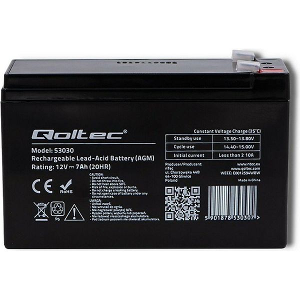 Qoltec 53031 Agm Battery | 12V | 9Ah-image