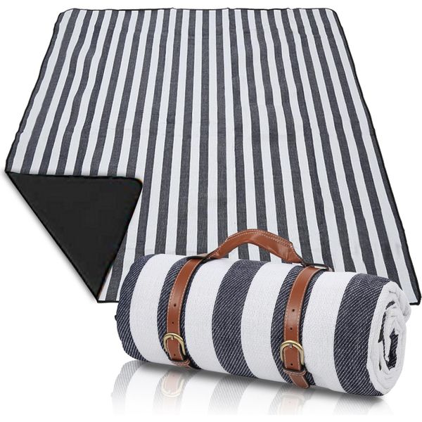 Fiqops Coperta Da Picnic Coperta Da Campeggio Impermeabile 200X200Cm Coperta Da Spiaggia Peva Lato Inferiore Blu-image